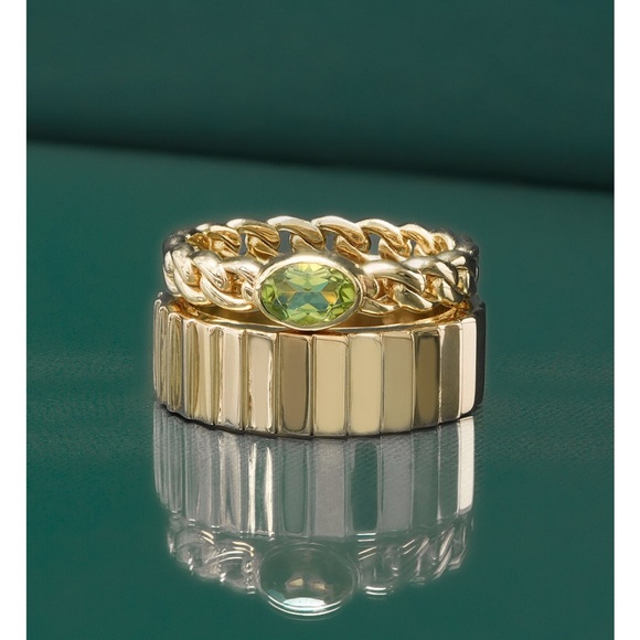 Audrey by Aurate Green Tourmaline Chain Link Ring in Gold Vermeil - Picture 5 of 8